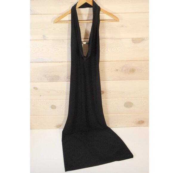 Vintage Cache Dress Halter Open Back Dress Prom Formal Black Approx Size XS - Picture 1 of 13
